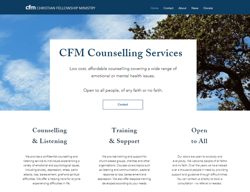 CFM Counselling Services website design