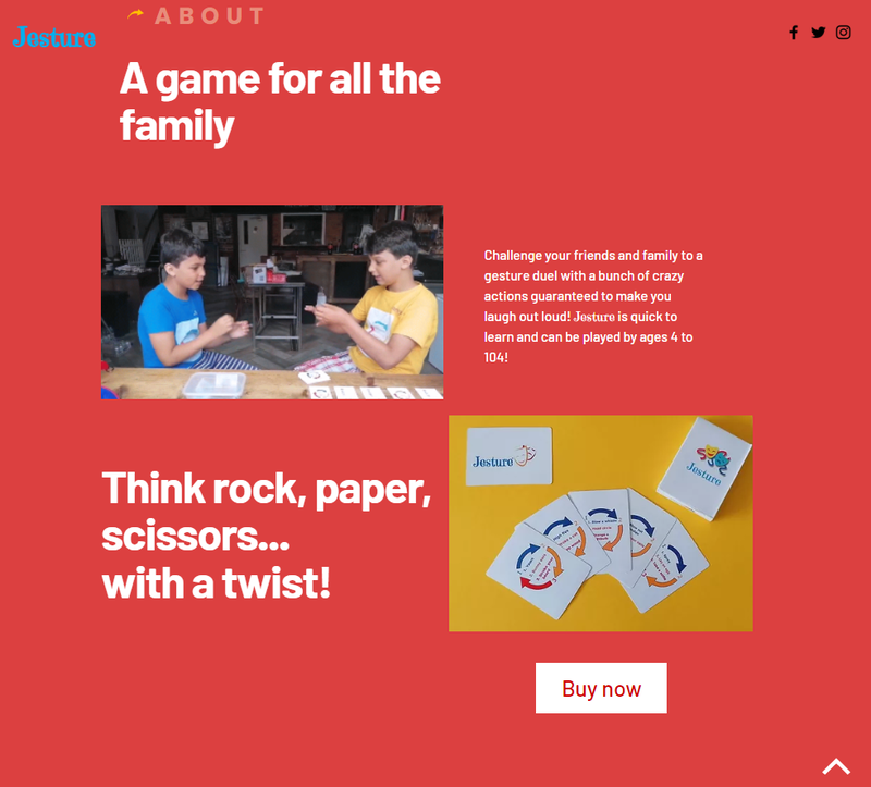 Jesture card game website design